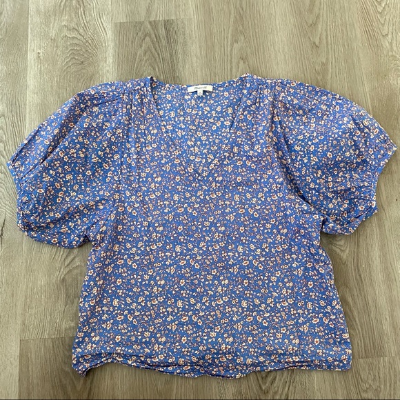 Madewell V-Neck Puff-Sleeve Top in Summer Vines medium floral - Picture 2 of 4